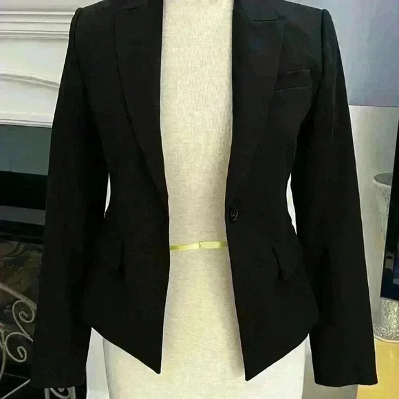 Theory Brince B Blazer Jacket size 2 Black Stretch Canvas NWT - Picture 1 of 10